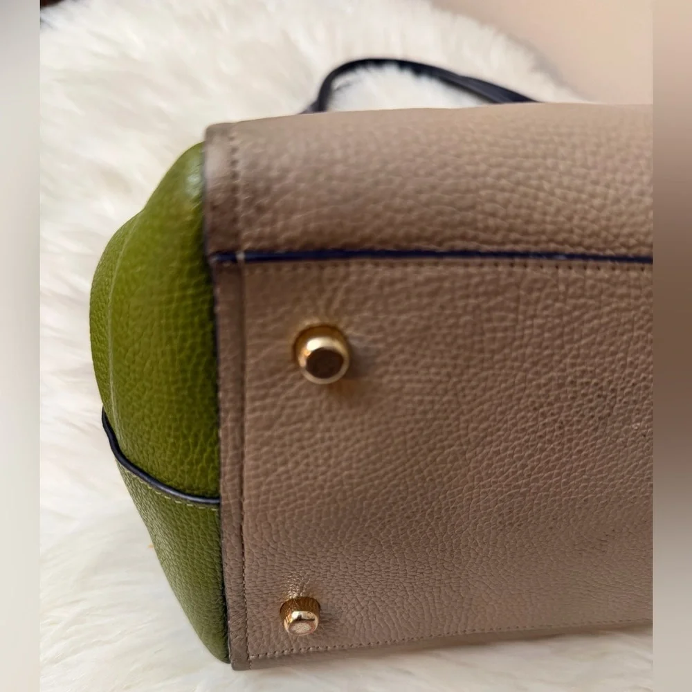 Coach Tan and Olive Leather Tote Bag#36514